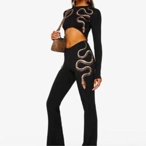 The Kript Viper Snake-Print Stretch-Woven Crop Top, small